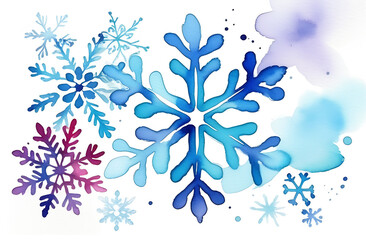 The background of the snowflake icon is made in white. Winter blue Christmas crystal snowflake element. A collection of weather illustrations. Flat insulated silhouette of the Christmas frost symbol