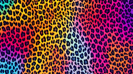 a vibrant and colorful pattern featuring a leopard print design. 