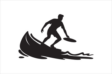 Surf silhouette vector on white background. surf graphic symbol illustration.