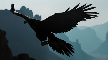 Obraz premium Aerial Grace: Eagle's Triumph over the Peaks
