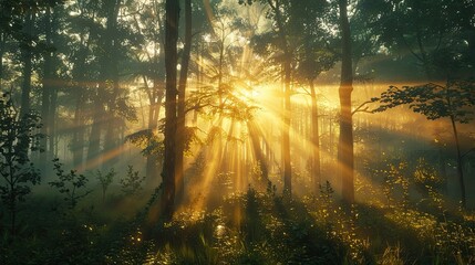 Obraz premium Glowing sunset casting warm light on mountains