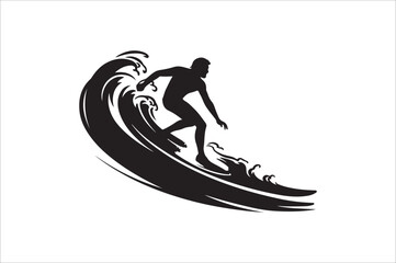 Surf silhouette vector on white background. surf graphic symbol illustration.