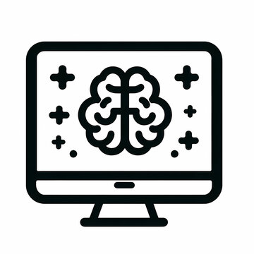 recommend clip art: simple outline computer monitor brain symbol screen