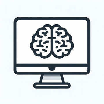 recommend clip art: simple outline computer monitor brain symbol screen