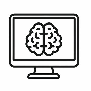 recommend clip art: simple outline computer monitor brain symbol screen