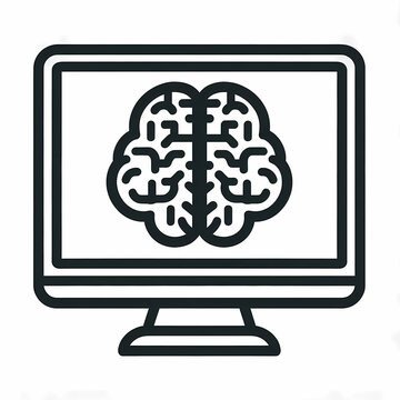 recommend clip art: simple outline computer monitor brain symbol screen