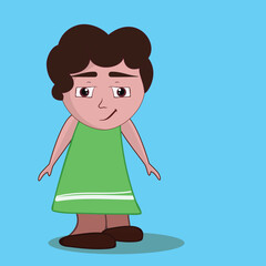 Child Face Expression of Cute Little Girl Move Her Mouth One Side Vector Illustration.