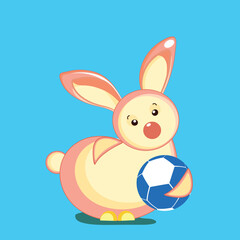 Obraz premium Cute rabbit holding football vector illustration.
