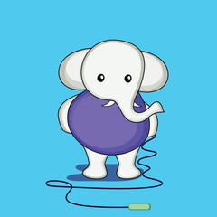 Cute Baby Elephant Cartoon Character Vector Illustration.