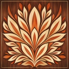 Vintage S-Shaped Floral Design on Wood