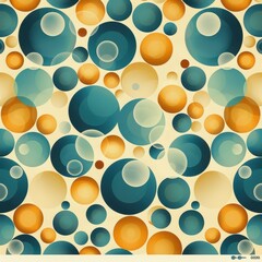 Abstract Retro Circle Pattern in Teal and Orange