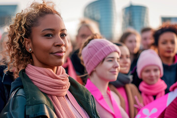 Fototapeta premium Confident Woman Leading a Group of Women at an Outdoor Gathering
