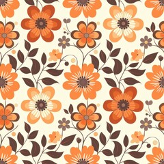 Vintage Orange Floral Pattern