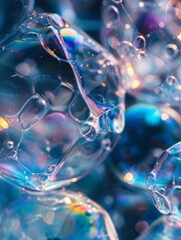 Colorful soap bubbles floating in mid-air create a fun and unusual atmosphere.