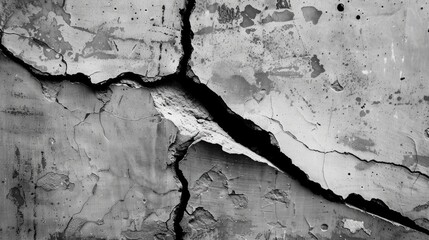 Close up of a crack in a concrete wall