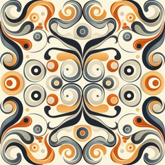 Abstract Vintage Pattern With Swirls and Circles
