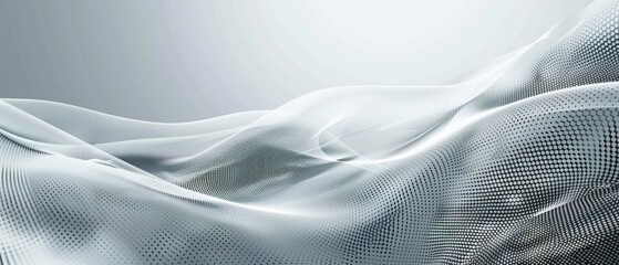 Naklejka premium Abstract halftone background made of curved lines and small dots in gray colors