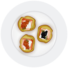 Top View Delicious Pancakes Plate Isolated Flat Element Png.