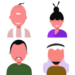Set of three country and religion characters as a indian, chinese and arabian people cartoon illustration Png.
