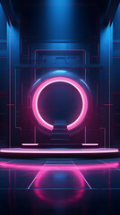 digital blue light circular podium e-commerce graphics poster mobile phone background
