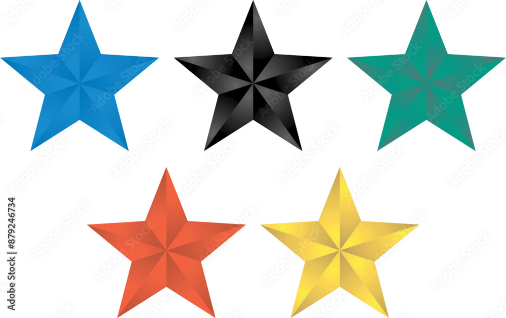 Canvas Prints five 3d stars in different colors