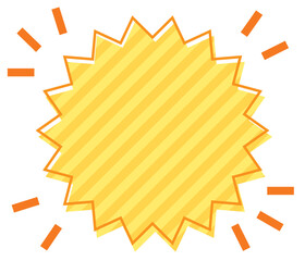 斜めストライプのギザギザ爆弾吹き出し/版ずれ・イエロー