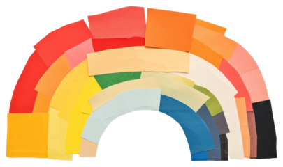 PNG Rainbow paper collage element backgrounds abstract white background.