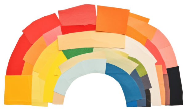 PNG Rainbow paper collage element backgrounds abstract white background. - Powered by Adobe