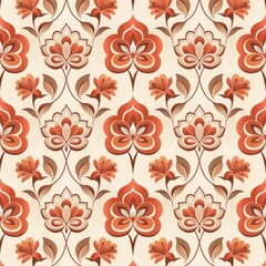 Vintage Floral Pattern With Orange and Cream Colors