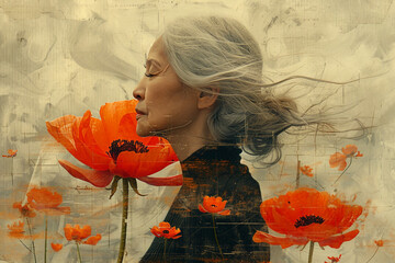 Generative AI technology cut-out graphical retro collage with vivid vintage elements paper art design