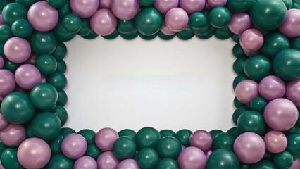 balloon banner green purple border frame 
