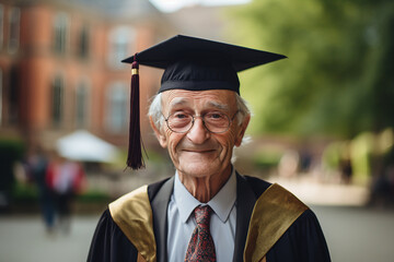 Successful senior student in graduation cap and gown generative AI technology