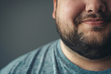 Obraz premium Created with generative AI picture of a smiling man accepting his weight