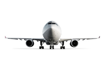 Front view of wide body passenger aircraft isolated