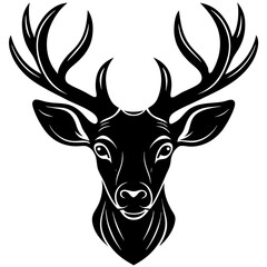 Naklejka premium deer, animal, vector, reindeer, illustration, cartoon, mammal, head, wild, antler, silhouette, christmas,