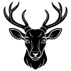 Naklejka premium deer, animal, vector, reindeer, illustration, cartoon, mammal, head, wild, antler, silhouette, christmas,