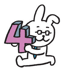 数学を教えるメガネをかけた先生風のうさぎのキャラ素材