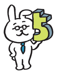 数学を教えるメガネをかけた先生風のうさぎのキャラ素材