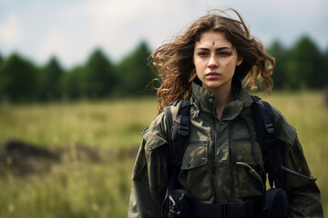 Generative AI illustration of soldier in camouflage uniform