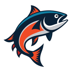 salmon fish on white background