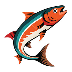 salmon fish on white background
