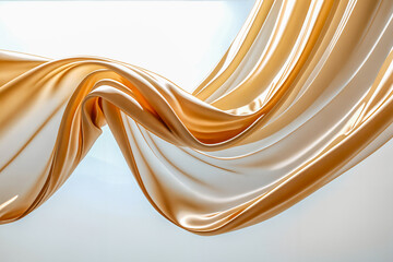 Luxurious Gold Shimmer Fabric on White Background