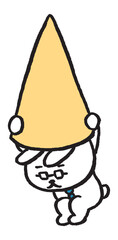数学を教えるメガネをかけた先生風のうさぎのキャラ素材