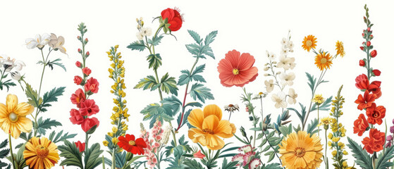 Intricate floral design on white background for antique botanical art enthusiasts.