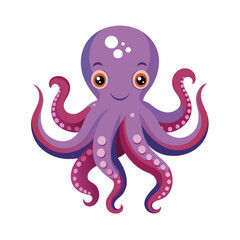 a purple octopus white background