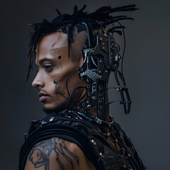 portrait of a person with cybernetic implants