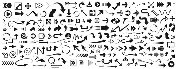 Fototapeta premium Set arrow icons, pointing up, down, left and right icon