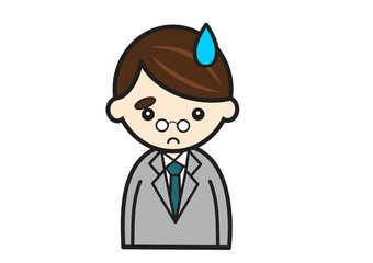汗をかくスーツ姿の男性