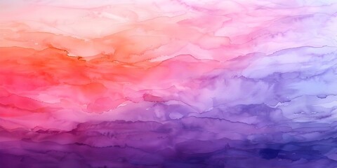 Obraz premium Vibrant Abstract Watercolor Sunset Canvas with Orange and Purple Washes Soothing yet Energizing. Concept Abstract Art, Watercolor Painting, Sunset Theme, Orange and Purple Color Palette