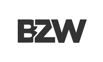 BZW logo design template with strong and modern bold text. Initial based vector logotype featuring simple and minimal typography. Trendy company identity.